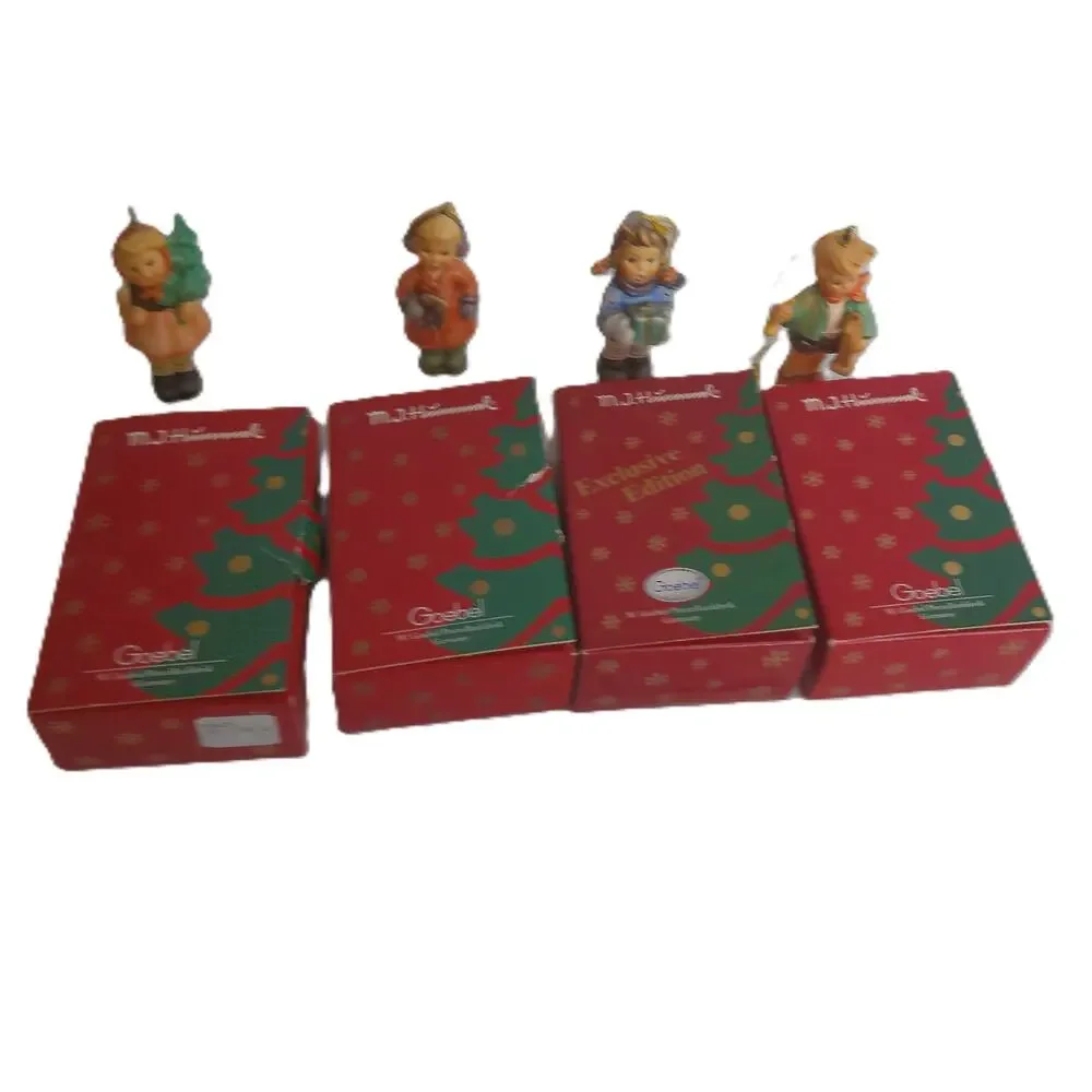 Vintage Goebel M J Hummel Christmas Ornaments Set 4 1209 1493 1679 1215 Holiday